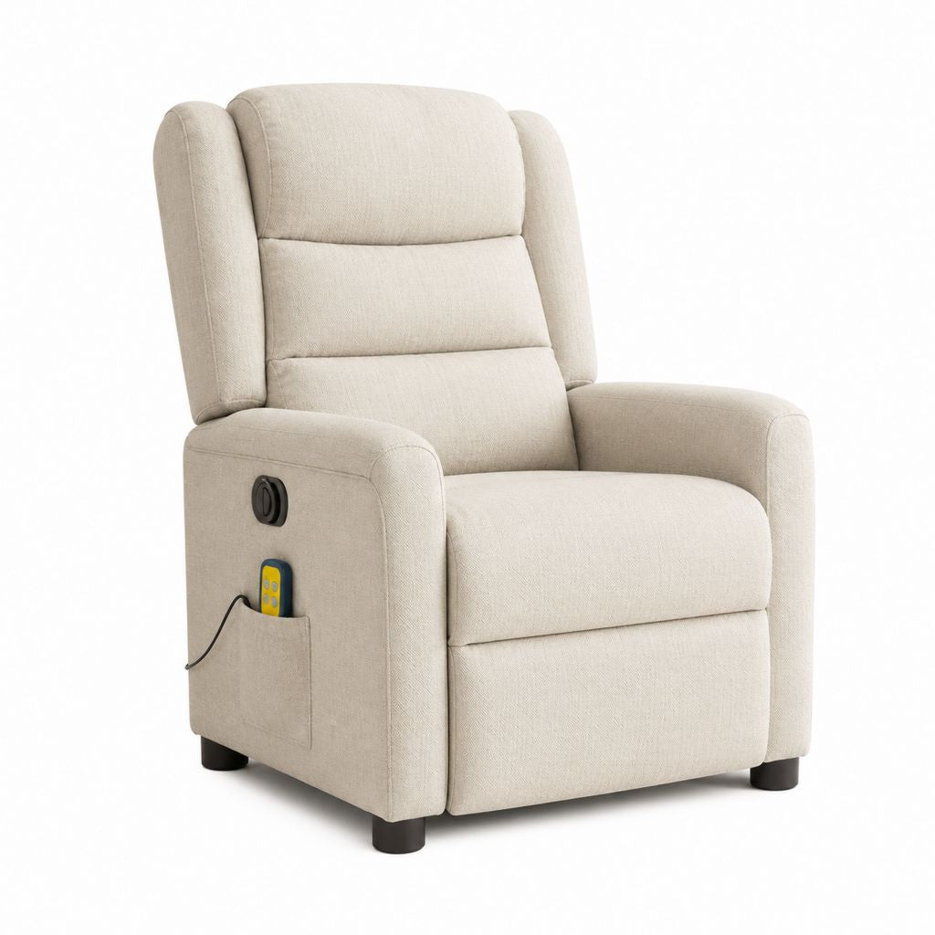 Fauteuil relax électrique inclinable beige en polyester 90 x 95 x 104 cm