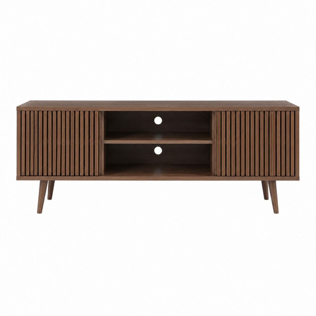 Meuble TV rectangulaire noyer en MDF 160 x 40 x 60 cm