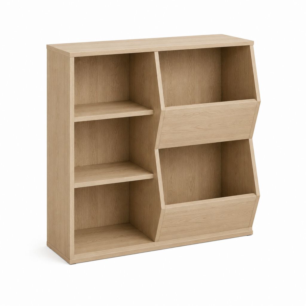 Bibliothèque à 5 compartiments chêne clair en panneaux de particules 90 x 30 x 120 cm