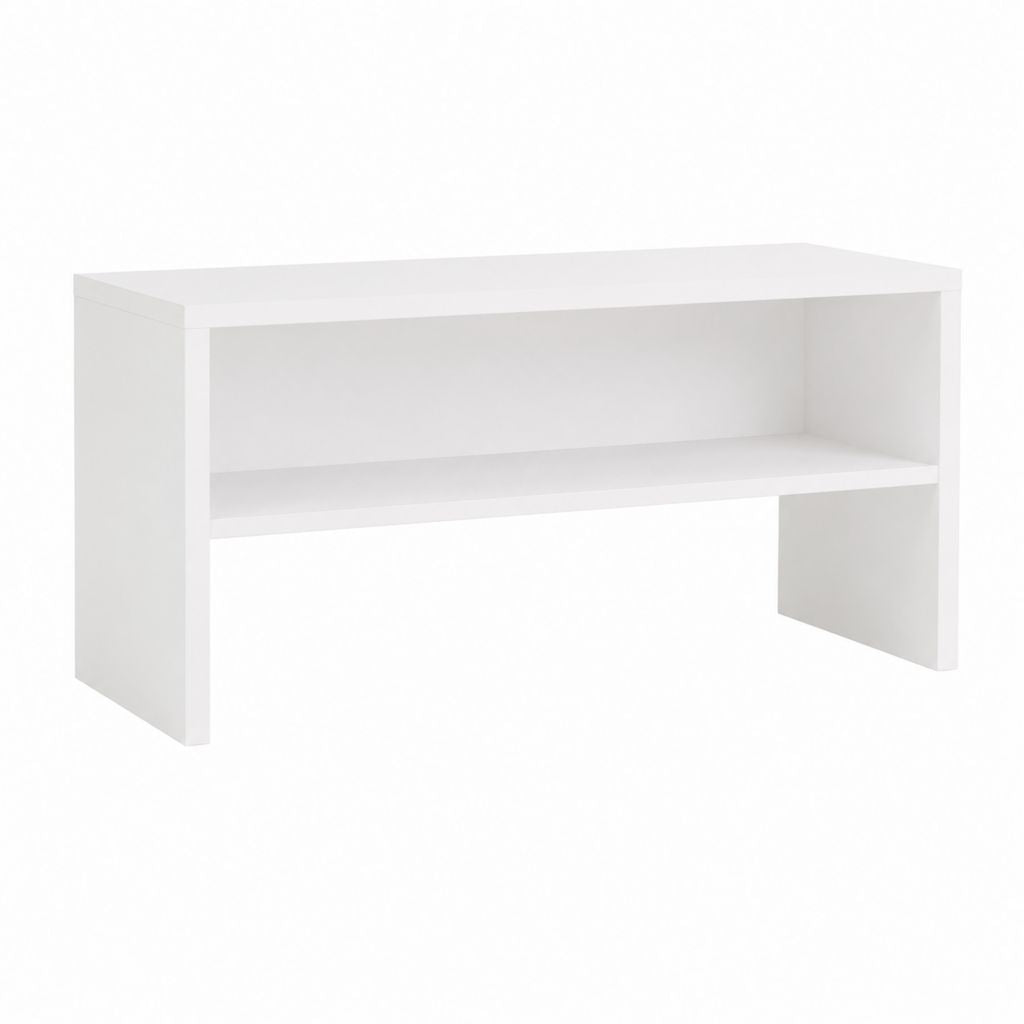 Meuble TV blanc en panneaux de particules mélaminés rectangulaire 90 x 40 x 45 cm avec niche ouverte