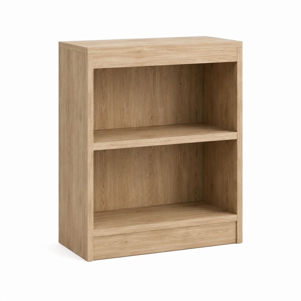 Bibliothèque basse 2 niches chêne clair en panneaux de particules mélaminés 60 x 30 x 90 cm