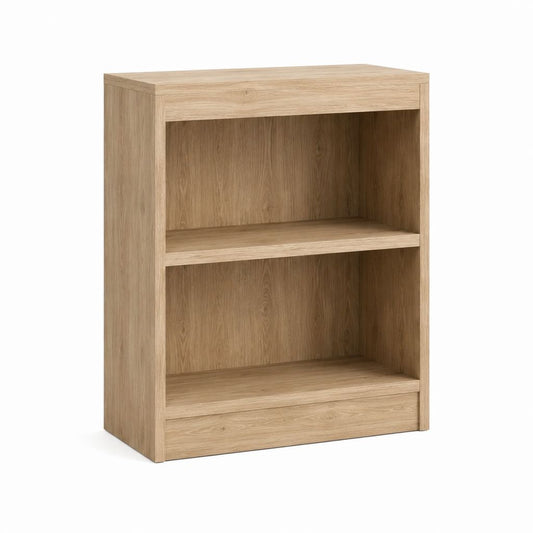 Bibliothèque basse 2 niches chêne clair en panneaux de particules mélaminés 60 x 30 x 90 cm