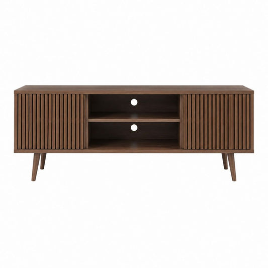 Meuble TV rectangulaire noyer en MDF 160 x 40 x 60 cm