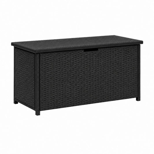 Coffre de jardin noir en polyéthylène tressé rectangulaire 120 x 50 x 60 cm