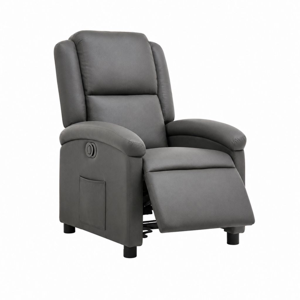 Fauteuil relax manuel inclinable gris en microfibre polyester 90 x 95 x 100 cm