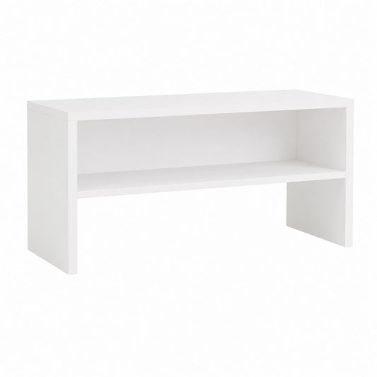 Meuble TV blanc en panneaux de particules mélaminés rectangulaire 90 x 40 x 45 cm avec niche ouverte