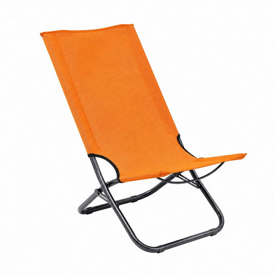 Chaise de jardin pliante orange en polyester et acier 58 x 70 x 90 cm