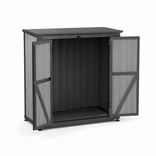 Armoire de jardin extérieure gris anthracite en polypropylène avec 2 portes 120 x 70 x 110 cm