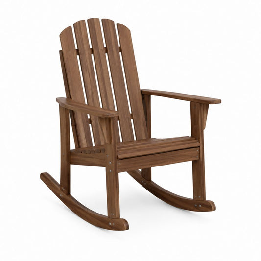 Fauteuil à bascule de jardin marron en bois d'acacia massif 96 x 78 x 101 cm